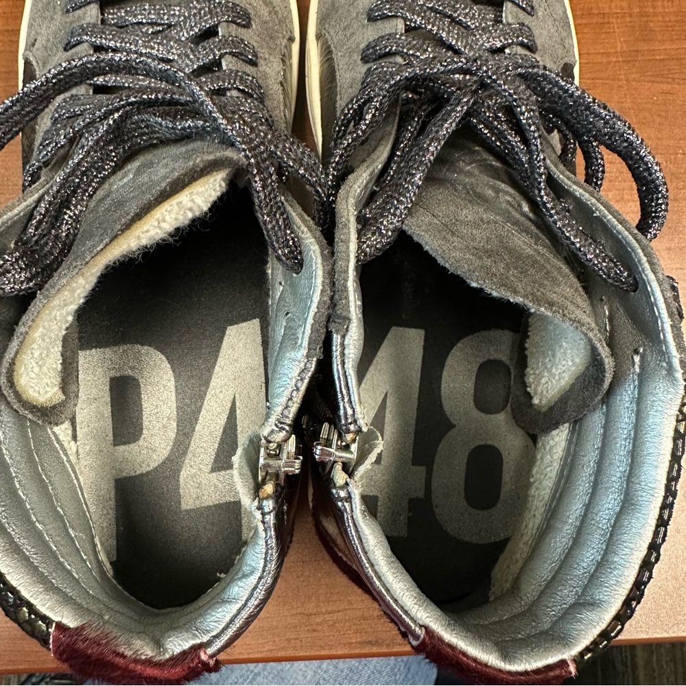 P448 Metallic Python High Top Sneakers 39 (US 8.5) - women’s snake print $298 - Picture 7 of 13